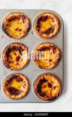 Pasteis de Belem, typical Portuguese custard pies. Stock Photo