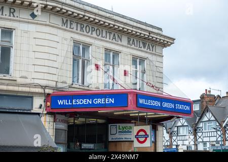 LONDON- APRIL 4th, 2024: Willesden Green Station in Brent suburb, north west London. Stock Photo