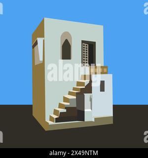 Vector illustration of an Indian two-story house. Stock Vector