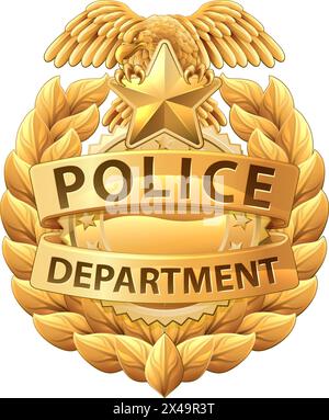 Police Badge Shield Star Sheriff Cop Crest Symbol Stock Vector