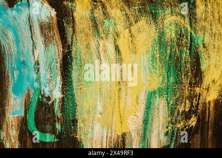 Texture of old rusty metal with scratches and mother-in-law. Abstract grunge metal texture with traces of multi-colored paint Stock Photo