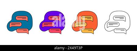 Flat illustration with bubble speech or message icons set. Dialog or chat online concept. Vector clipart. Stock Vector