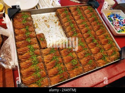 Azerbaijani, Turkish, oriental baklava sweets on the shop window Stock Photo