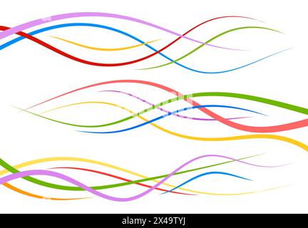 Set of abstract color  curved lines. Wave design element. Vector illustration. Stock Vector