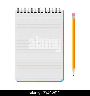 Vector notebook with a yellow pencil on a white background Stock Vector