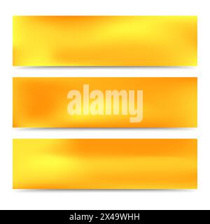 Smooth abstract blurred gradient yellow banners set. Abstract Creative multicolored background. Vector illustration Stock Vector