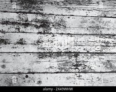 Realistic Natural Wooden Background. Grunge Wood Overlay Texture in black and white colors. Vector illustration Stock Vector
