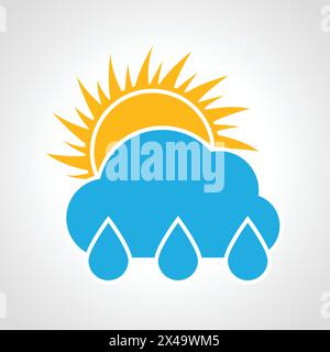 Rain sunny day Icon. Multicolored weather icon on white background. Vector illustration. Stock Vector