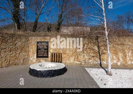 Novorossiysk, Russia - 22 August 2023 well of life memorial Malaya Zemlya in the hero city of Novorossiysk inscription well of life. Stock Photo