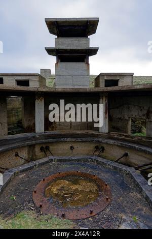 The remains of the South Ronaldsay Balfour Battery at Hoxa Head in Orkney remain impressive 80 years after World War Two Stock Photo