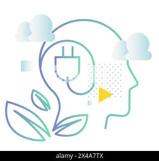 Igniting the Brain - ESG - Sustainability - Illustration as EPS 10 File Stock Vector