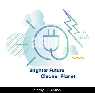 Sun to Plug renewable energy- Brighter Future Cleaner Planet - Illustration as EPS 10 File Stock Vector