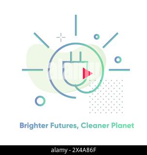 Sun to Plug renewable energy- Brighter Future Cleaner Planet - Illustration as EPS 10 File Stock Vector