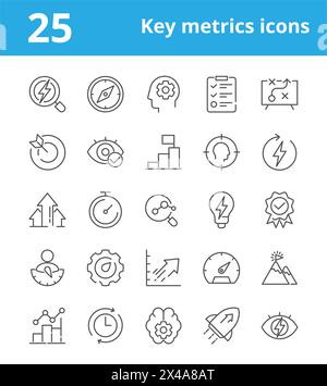 A set of 25 Key Performance Metrics Icon Set - Stock Icon as EPS 10 File Stock Vector