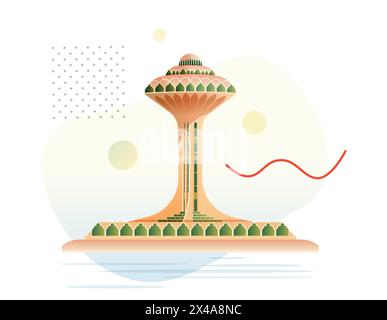 The Water Tower - Al Khobar - Stock Illustration as EPS 10 File Stock Vector