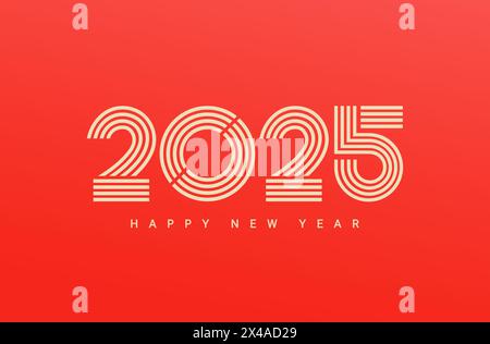 2025 New Year simple linear banner,numbers - lines Stock Vector