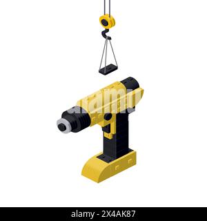 Drill production concept on white background. Vector Stock Vector