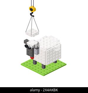 Sheep breeding concept on white background. Vector Stock Vector