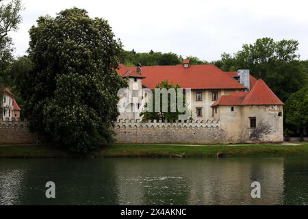 River of Krka near castle of Otocec Stock Photo