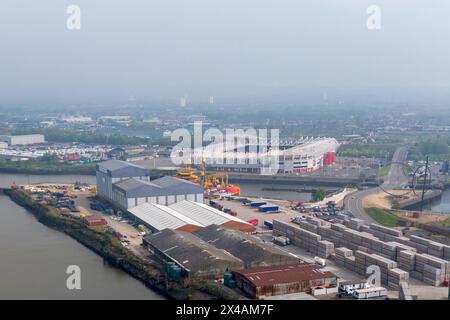 An aerial view of the Riverside Stadium home of Middlesbrough FC in Middlesbrough, North Yorkshire, England seen on Wednesday 1st May 2024. (Photo: Mark Fletcher | MI News) Credit: MI News & Sport /Alamy Live News Stock Photo