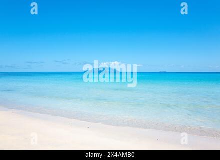 Island Silhouette seen from Island Mahe. Stock Photo