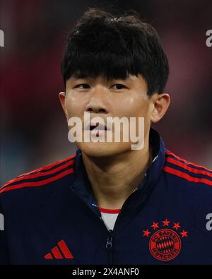 Munich, Germany. 30th Apr, 2024. Min-Jae Kim of Bayern Munchen during the UEFA Champions League match, Semi-finals, first leg, between FC Bayern Munchen and Real Madrid played at Allianz Stadium on April 30, 2024 in Munich, Germany. (Photo by Bagu Blanco/PRESSINPHOTO) Credit: PRESSINPHOTO SPORTS AGENCY/Alamy Live News Stock Photo