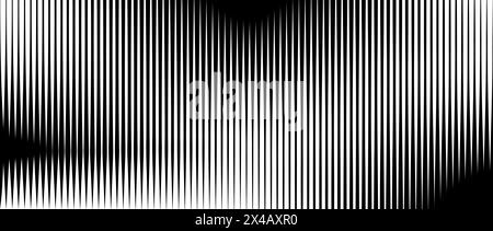 Line halftone gradient texture. Vibrating vertical gradation background. Repeated stripe pattern backdrop. Black parallel thin to thick stroke moire backdrop for overlay, print, cover. Vector Stock Vector