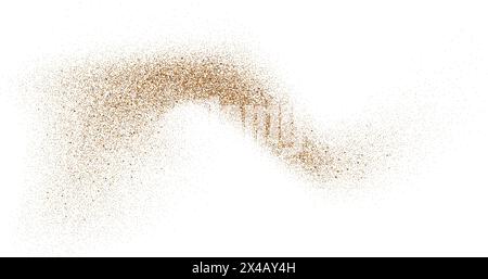 Sand dust powder splash. Flow grit speckles and particles wave texture. Ground grain scatter element. Gritty explosion wind shape for overlay, poster, banner, brochure, leaflet. Vector backdrop Stock Vector