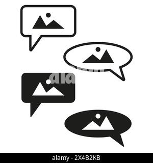 Image message bubbles vector icons set. Picture communication symbols collection. Stock Vector