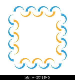 Geometric link border design. Chain pattern frame Vector. Interlocking loops square border. Decorative connection motif. EPS 10. Stock Vector