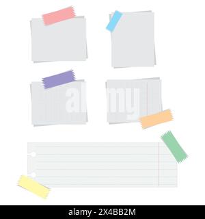 Blank sheets notebook papers of square and lined paper for homework and exercises. Vector pads paper sheets for memo. Notebook paper. Seamless pattern Stock Vector