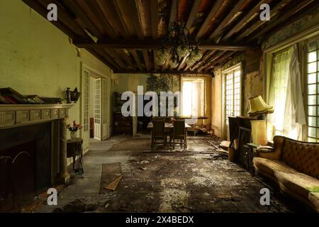 empty room with vintage furniture in retro design Stock Photo