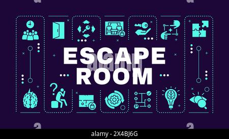 Escape room dark purple word concept Stock Vector