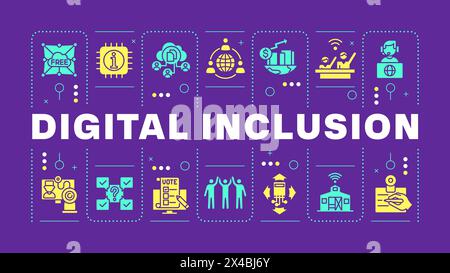 Digital inclusion purple word concept Stock Vector