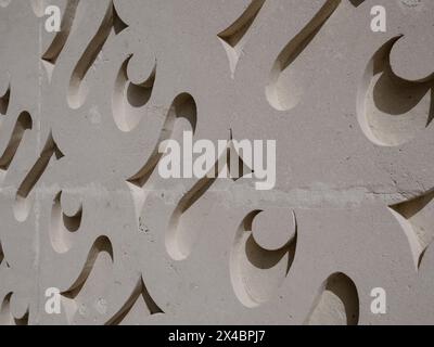 Wall ornament with a curling pattern made with limestone Stock Photo