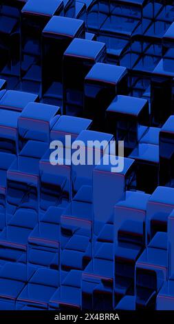 Simplified blockchain depicted through stylized geometric shapes, offering a modern and abstract representation of decentralized technology. Stock Photo