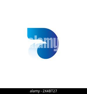 D Eagle Logo With Blue Color, Bird Logo, Eagle icon. Letter D Icon Stock Vector