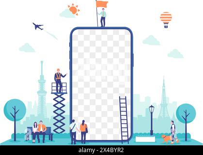 Vector illustration with smartphone motif (design space on smartphone screen) Stock Vector