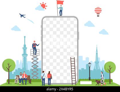 Vector illustration with smartphone motif (design space on smartphone screen) Stock Vector