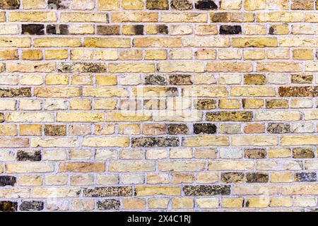 Netherlands, North Holland, Enkhuizen. Pattern of yellow and black in a brick wall. Stock Photo
