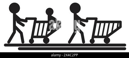Shopping Cart Icon Black and White Vector Illustration eps Stock Vector