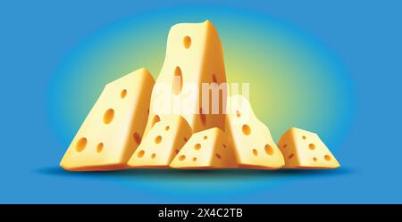cheese pyramid realistic PIECE OF CHEESE vector illustration Stock Vector