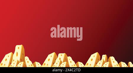 illustration grouped realistic cheeses, parmesan Stock Vector