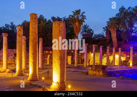 Bet-Shean, Israel - April 24, 2024: Evening view of the ruins of the ancient Roman-Byzantine city of Bet Shean (Nysa-Scythopolis), now a National Park Stock Photo