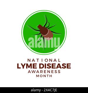 National Lyme Disease Awareness Month health awareness vector illustration. Disease prevention vector template for banner, card, background. Stock Vector