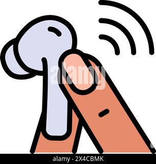 Wireless earphones headphones color icon. Wireless headphones vector simple flat icon for web design isolated on white background. Stock Vector