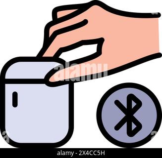 Wireless earphones color icon. Wireless headphones vector simple icon for web design isolated on white background. Stock Vector