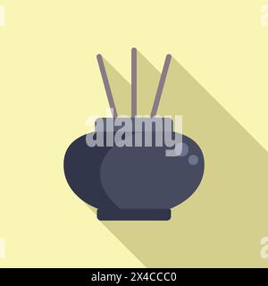 Smoking sticks in vase icon flat vector. Zen aromatic. Therapy relaxation Stock Vector