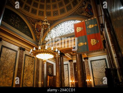 Interior of the Hallway and Staircase at Goldsmiths Hall, City of London ©Film Free Photography (Clarissa Debenham) / Alamy Stock Photo