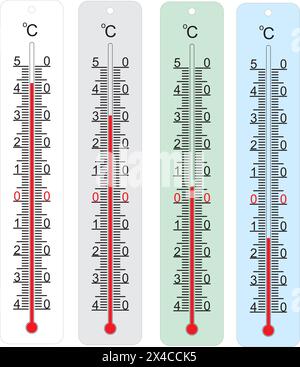 illustration of thermometers with different levels. Stock Vector